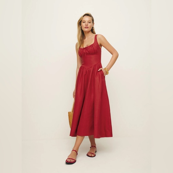 Reformation Balia Linen Dress in Sundried Tomato, brand new, never worn. - Picture 1 of 16